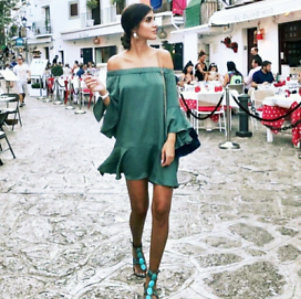 Zara Ruffle dress in satin dusty green
